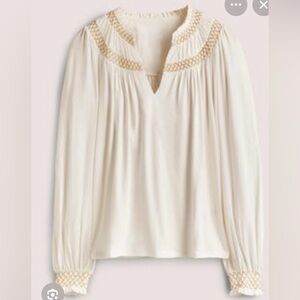 Boden smocked yoke metallic top size 10 new with tags. T1069